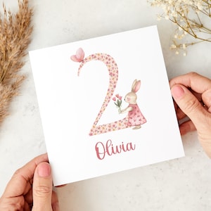 Elegant Birthday Card for Girls 1st 2nd 3rd 4th Birthday Cute Bunny Design Card for Daughter Niece Granddaughter Keepsake Kids Birthday Card image 2