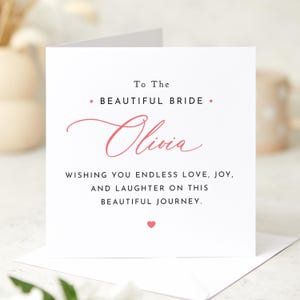 Biglietto per la sposa, biglietto per il giorno delle nozze, elegante biglietto per lei con messaggio premuroso, ricordo nuziale, regalo di nozze per figlia, sorella, amica
