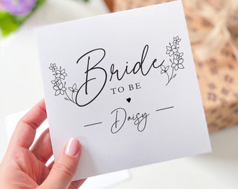 Future mariée avec le nom Félicitations pour votre carte de mariage Shower nuptiale Cartes de voeux d'enterrement de vie de jeune fille (EVF) pour la mariée, carte de voeux florale
