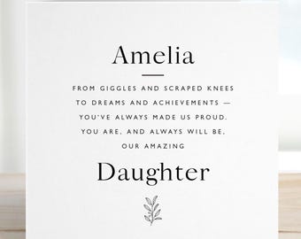 Personalised Daughter Card To a Special Daughter An Amazing Daughter Card for Her on Wedding Birthday Exam Result A Level