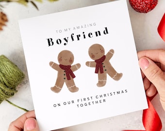 Christmas Card for Boyfriend First Christmas Together Card Romantic Holiday Card for Him 1st Xmas Gift Boyfriend