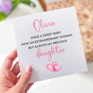 Biglietto per figlia Biglietto regalo di compleanno personalizzato per figlia Per una figlia speciale Biglietto per lei Biglietto emotivo con poesia con nome