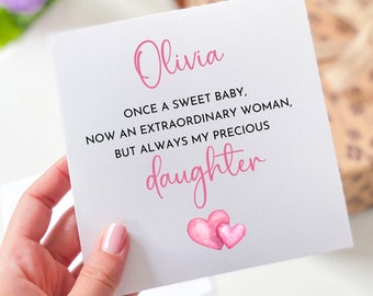 Tarjeta para hija Tarjeta de regalo de cumpleaños personalizada para hija A una tarjeta especial para hija para ella Tarjeta emocional con poema con nombre