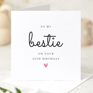 Carte d'anniversaire personnalisée pour meilleure amie avec un design marquant l'âge pour son meilleur ami, elle ou lui, élégante carte de voeux minimale