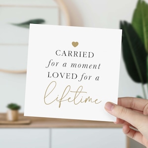 Carte commémorative de bébé Portée pour un moment aimé toute une vie Deuil Désolé pour votre perte Sympathie Cadeau Envoi du souvenir Fausse couche d'un nourrisson