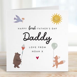 Eerste Vaderdagkaart voor papa Gepersonaliseerd met naam Leuk dierontwerp Speciale aandenken van zoontje of dochtertje voor kersverse vader Vader