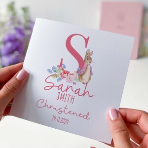 Personalisierte Taufkarte PINK oder BLAU Tochter Enkelin Nichte Enkel Patentochter Enkelkind Taufkarte personalisierte Kaninchen