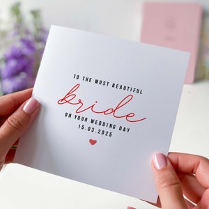 Cartão para noiva Cartão de dia de casamento personalizado para a linda noiva em seu cartão de dia de casamento com data para noiva melhor amiga filha