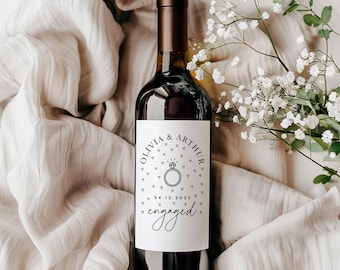 Etiqueta personalizada para vino o prosecco de compromiso: pegatina con el nombre de la pareja para la botella, regalo ideal para celebrar el compromiso de la pareja.