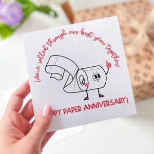 Tweede verjaardag kaart Happy Second Paper Anniversary Card Toilet Paper Funny 2e huwelijksverjaardag man vrouw vriend vriendin