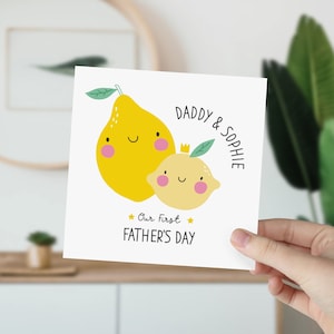 Carino il nostro primo biglietto per la festa del papà con il nome Buono regalo per papà Papà Figlio Figlia 1° Festa del papà Papà Bambino Festa del papà mini Limone