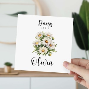 Geburtsblume Geburtstagskarte für geboren im April Geburt Geburtstagskarte mit Name als Blume hinzugefügt Geburtsmonat April Geburtstag Gänseblümchen für sie