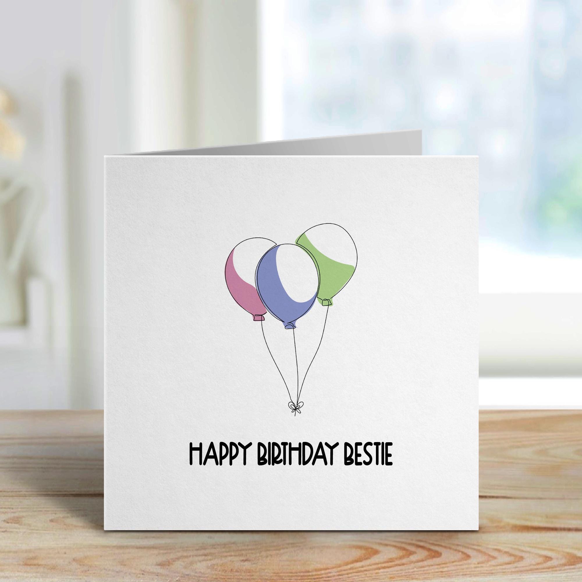 Card for Best Friend Happy Birthday Bestie Card With Balloons for ...
