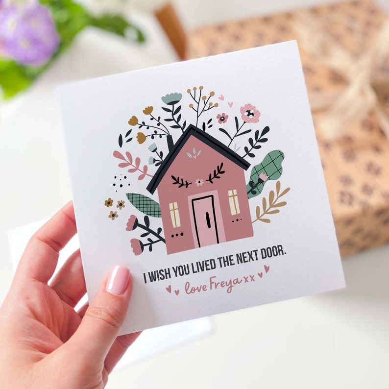 Personalized Thinking of You Card, Floral House Design - Etsy