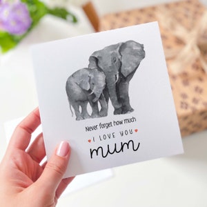 Tarjeta para mamá Tarjeta de regalo del Día de la Madre Feliz Cumpleaños de mamá Madre y bebé elefante Nueva tarjeta de regalo para bebé Tarjeta de regalo para baby shower amor de mamá