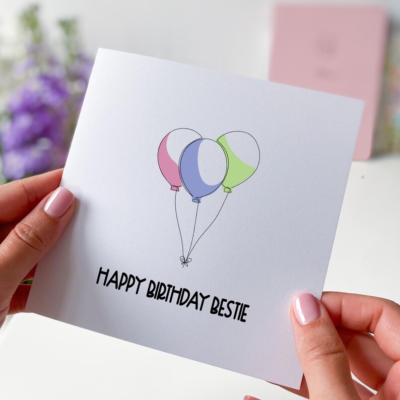 Card for Best Friend Happy Birthday Bestie Card With Balloons for ...