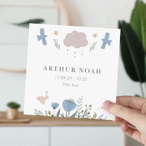 Carte pour nouveau-né avec nom date taille poids Carte-cadeau pour bébé garçon et fille avec un joli nouveau-né Carte-cadeau pour babyshower Carte de naissance Carte de naissance Bienvenue dans le monde