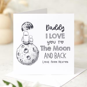 Biglietto per papà "Andata e ritorno sulla luna" Biglietto personalizzato per la festa del papà o il compleanno a tema spaziale, ideato da Child Astronaut & Moon Design