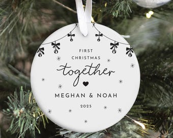 Personalised First Christmas Together Ornament Gift for Girlfriend Boyfriend Custom Couple Keepsake with Names Xmas Decoration