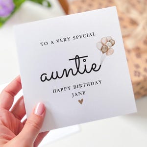 Birthday Card for Auntie To My Wonderful Auntie Personalised Birthday Card with Balloons from Niece or Nephew Fun Cute Appreciation Auntie&#39;s