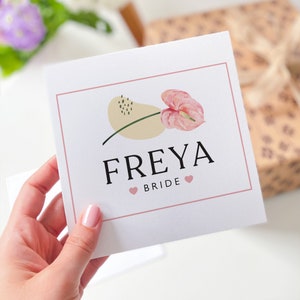 Carte pour la mariée Carte de future mariée personnalisée avec le nom Carte d'enterrement de vie de jeune fille (EVF) Carte de voeux pour la mariée avec fleurs