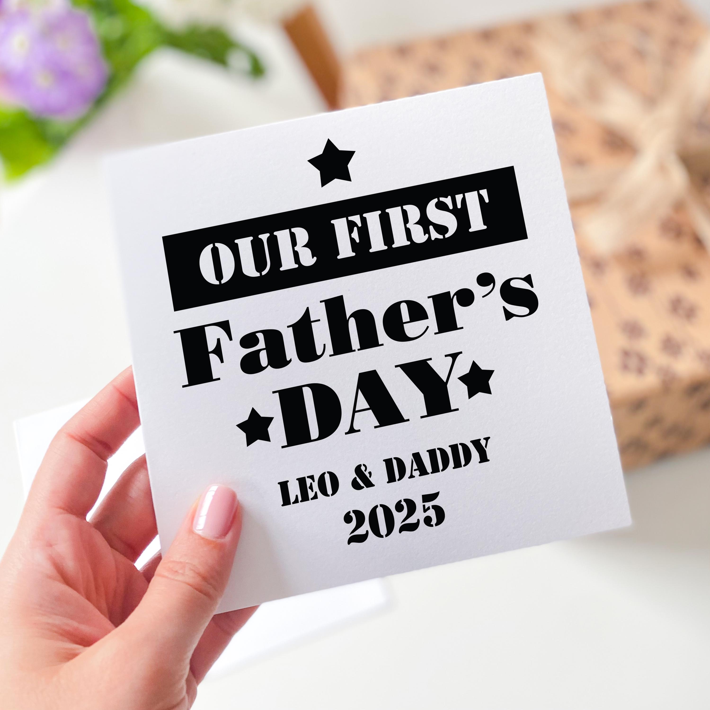 Personalised Our First Father's Day Card 2025 Custom Baby and