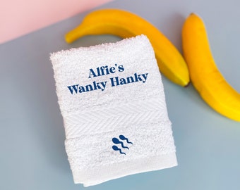 Personalised wanky hanky wipe Funny gift for him Novelty gift Rude Present Fun Valentines Christmas Birthday wank rag gift Husband Boyfriend