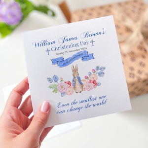 Carte de baptême avec le nom et le nom de l'église pour garçon ou fille ROSE ou BLEU décoration de baptême bébé fille garçon cadeaux souvenir carte de cérémonie de baptême