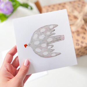 Carte d'oiseau minimaliste moderne avec un coeur Noël Saint Valentin anniversaire carte d'amour pour elle lui petit ami petite amie fiancé femme jeunes mariés