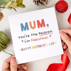 Tarjeta divertida del Día de la Madre para mamá Eres la razón por la que soy fabulosa Tarjeta de agradecimiento de hijo o hija Tarjeta de humor sarcástico para mamá