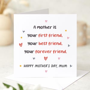 Cartão de Dia das Mães Mensagem Sincera para a Mãe Presente Pensativo para Ela Meu Amigo Para Sempre Tema Cartão de Lembrança para Mamãe Especial