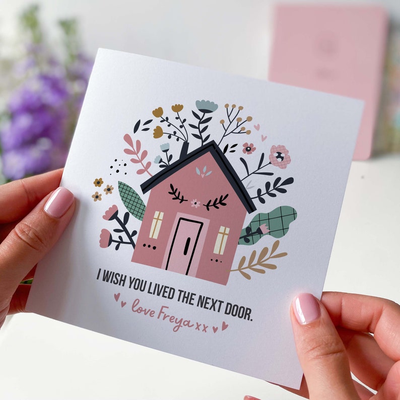 Personalized Thinking of You Card, Floral House Design - Etsy