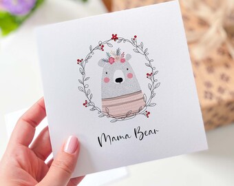 Mama bear gift card with cute bear Mum's birthday card with for first mum mummy greeting card for her new mom Mother's Day Card Baby shower