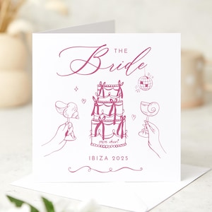 Carte pour la mariée avec un lieu EVJF amusante ou carte de douche nuptiale Carte d'invitation pour un week-end entre filles