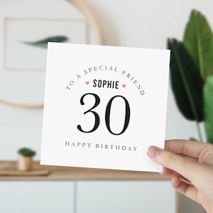 Gepersonaliseerde verjaardagskaart met leeftijd en naam Aan een speciale vriend moeder dochter zus zoon vader broer verloofde Happy 30 40 50 60 70 80 verjaardag