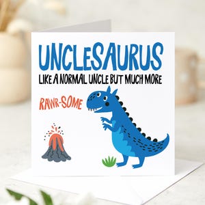 Unclesaurus Card grappige dinosaurus verjaardagskaart voor oom Leuke Rawrsome oom's verjaardag Vaderdag kaart van cadeau nichtje of neefje
