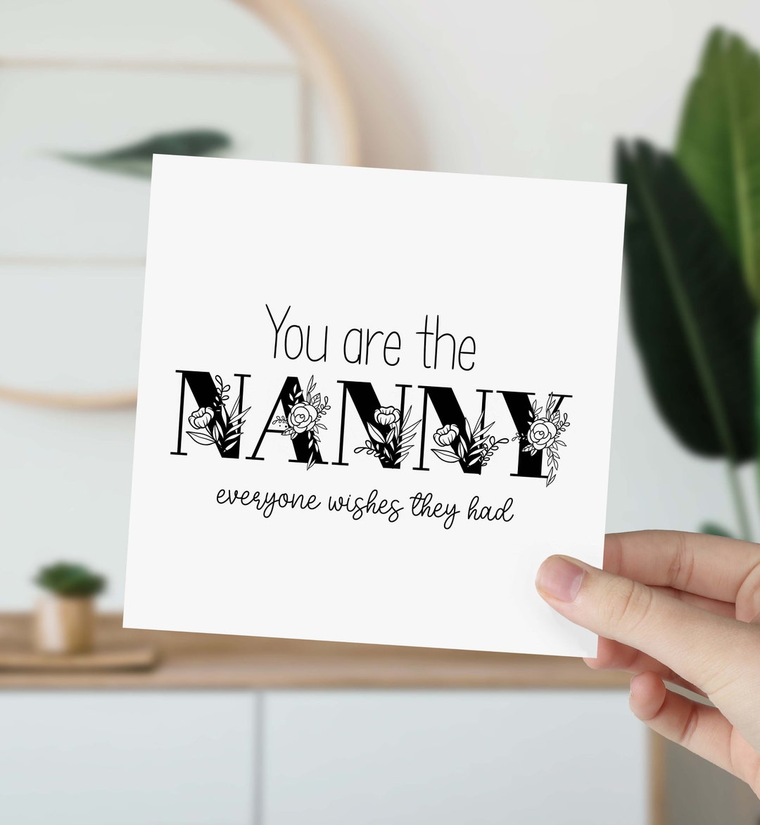 Nanny Lettering Heartfelt Nanny Card: Floral Lettering, Thank You Gift - Etsy