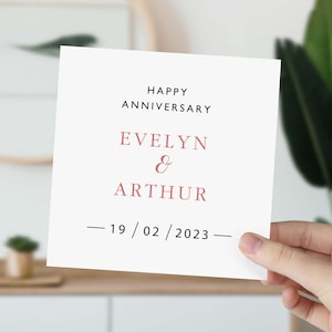 Tarjeta de aniversario con nombre y fecha Tarjeta de regalo de aniversario personalizada Tarjetas de felicitación para pareja Tarjeta de feliz aniversario