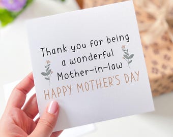 Mother in Law Mother's Day Card Thank You Card for Mother in Law Elegant Floral Card for Mum in Law Card for Mother-in-Law Gift