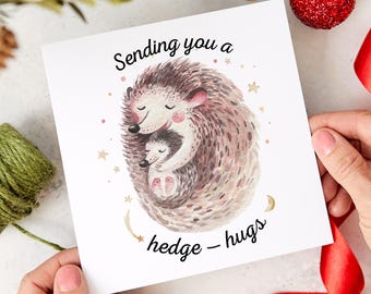 Igel Karte Niedliche Hedge Hugs Wortspiel Karte Denken an Sie Karte Gute Besserung Karte Senden Umarmungen Grußkarte Mutter Oma Freund Familie Tante