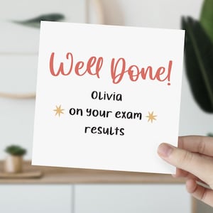 Scheda risultato esame ben fatto per lei e lui Scheda di congratulazioni personalizzata con il nome sui risultati dell'esame Scheda risultato esame GCSE di livello A