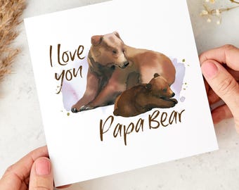Papa Bear Biglietto per la festa del papà Orso acquerello Papà e bambino Ti amo Papa Bear Biglietto regalo per bambini Nuovo compleanno papà Regalo per la festa del papà Dada