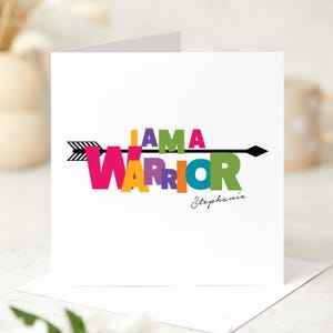 Tarjeta motivacional "Soy un guerrero", tarjeta de aliento, regalo inspirador para amigos, familiares, colegas, ella o él, tarjeta de apoyo, luchador contra el cáncer.