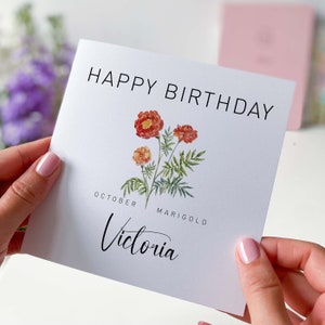 Carte d'anniversaire d'octobre, fleur de souci
