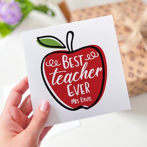 Carte personnalisée Meilleur enseignant de tous les temps pour la fin d'une session ou un cadeau de Noël Carte de remerciement pour l'appréciation d'une aide-enseignante en maternelle