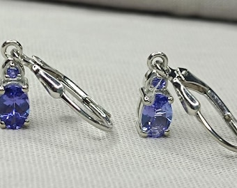 Natural Tanzanite Gemstone Dangle Earring Silver Sterling, December Birthstone,party wear Dangle, weeding, Anniversary Gift,Christmas Gift,