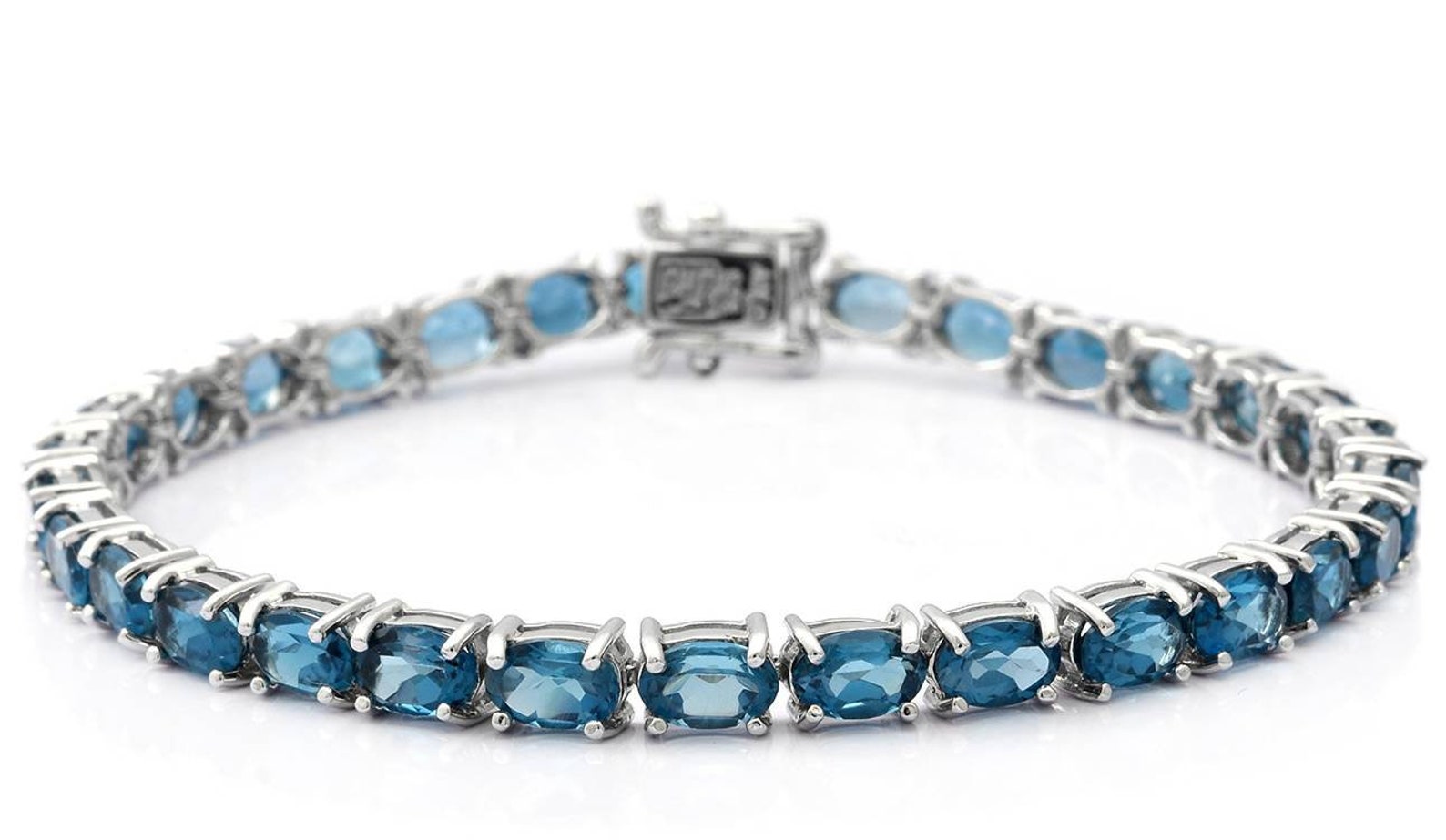 London Blue Topaz Tennis Bracelet in Sterling Silver for Etsy