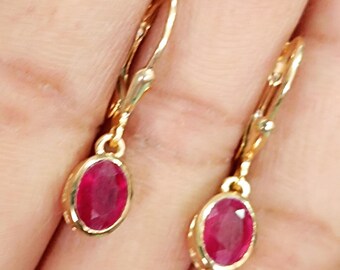 Natural Ruby Gemstone Dangle Earrings Silver Sterling, July Birthstone,party wear Dangle, weeding Gift, Anniversary Gift,Christmas Gift,