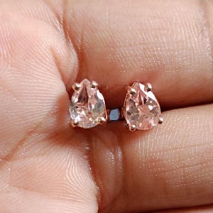 Natural Morganite Gemstone Stud  Earrings Silver Sterling, June Birthstone,party wear Stud , weeding Gift, Anniversary Gift,Christmas Gift,