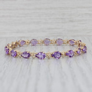 Pear cut Amethyst Tennis Bracelet in Sterling Silver for Women,February Birthstone Bracelet, Handmade Jewelry,GemstoneBracelet, Gift For her